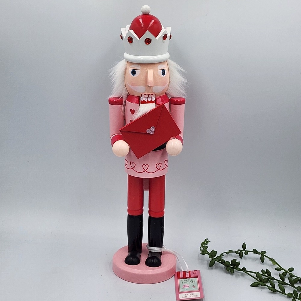Sweet Treats Wood Valentines Day Nutcracker King Pink Red Heart Love Letter 14in